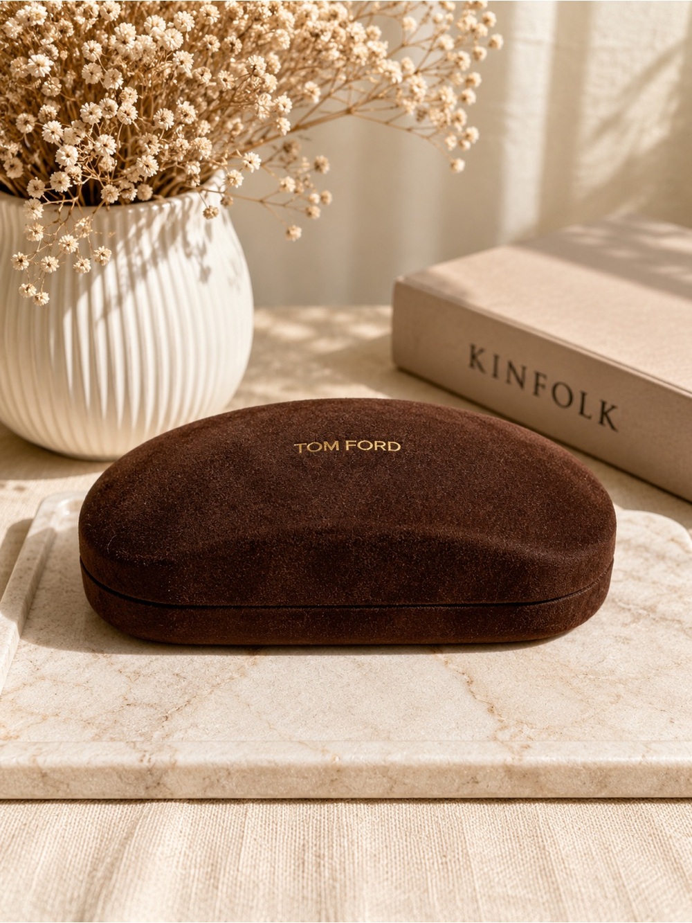 Tom Ford Brown Velvet Suede Luxury Sunglasses Eyeglasses Hard Case